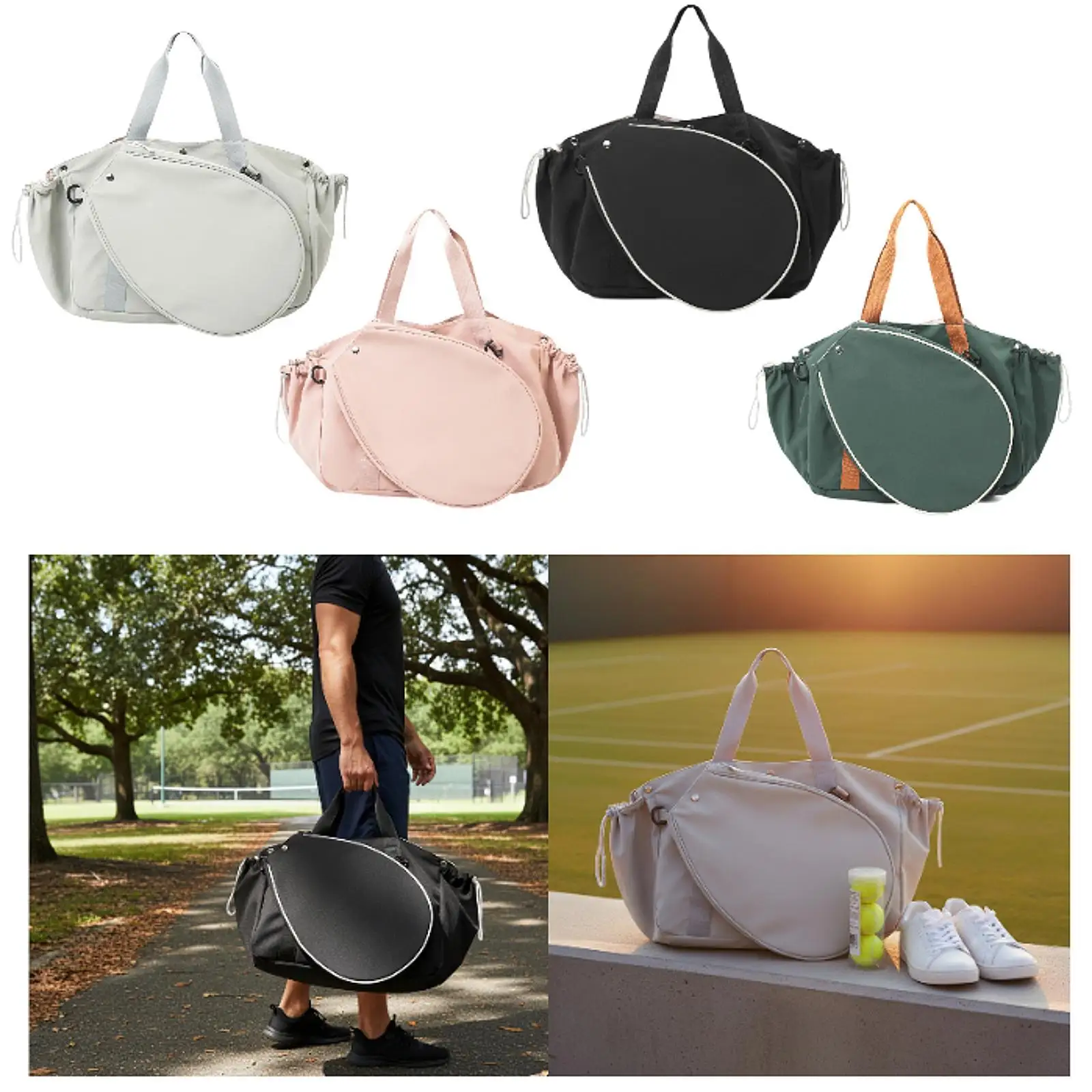 

Spacious Badminton and Pickleball Ball Bag Nylon Polyester Shoulder Carrier Multifunctional Sports Tote for Gym Fitness