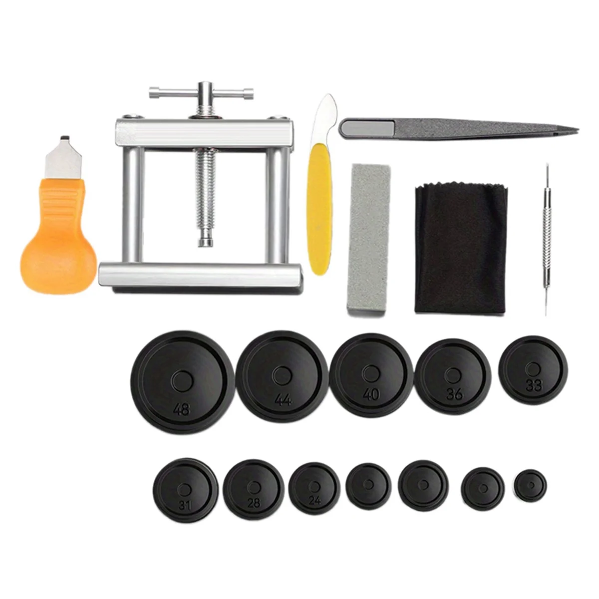 ELBA_12pcs Watch Metal Capping Machine Set Back Case Cover Press Screw Close Watchmakers Hand Repair Tools Kit