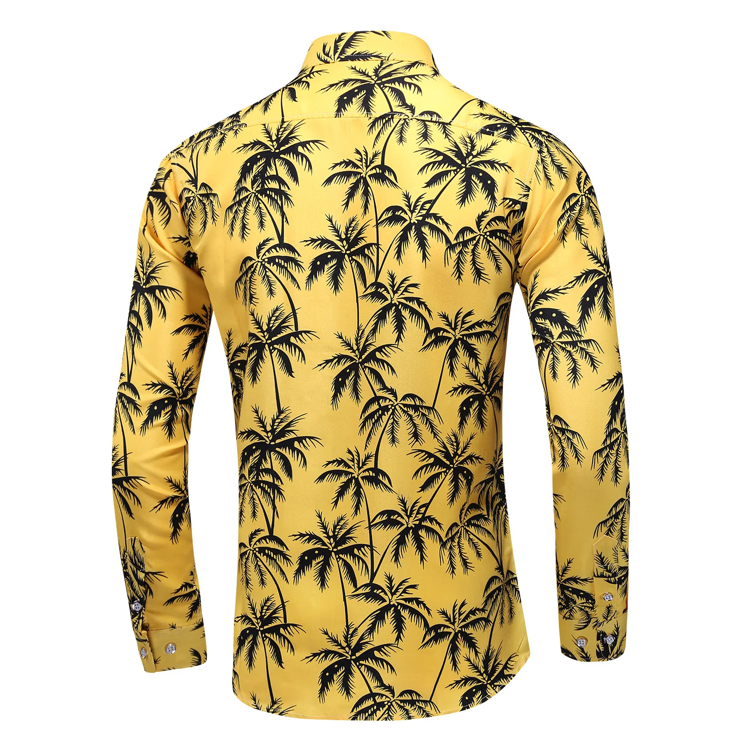 New Fashion Coconut Tree Print Shirt Men Spring Autumn Casual Plus Size Long Sleeve Shirts Male Beach Hawaiian Nightclub 6XL 7XL