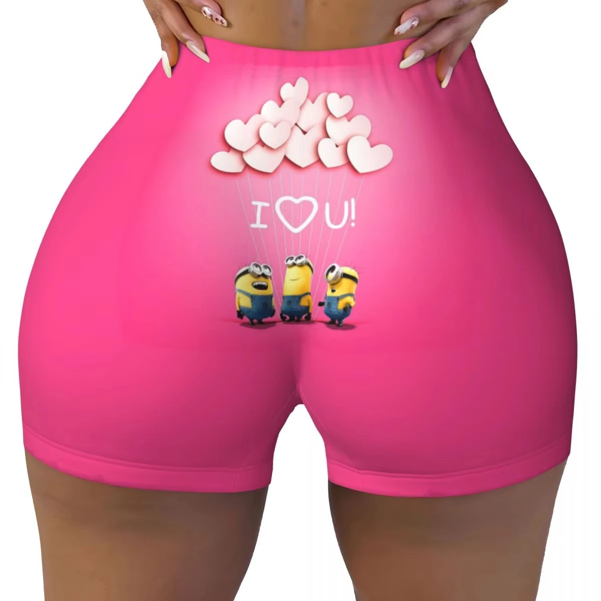 Pantalones cortos de motociclista de voleibol de gimnasia Minions personalizados Pantalones cortos de yoga de treino de mangá feminino