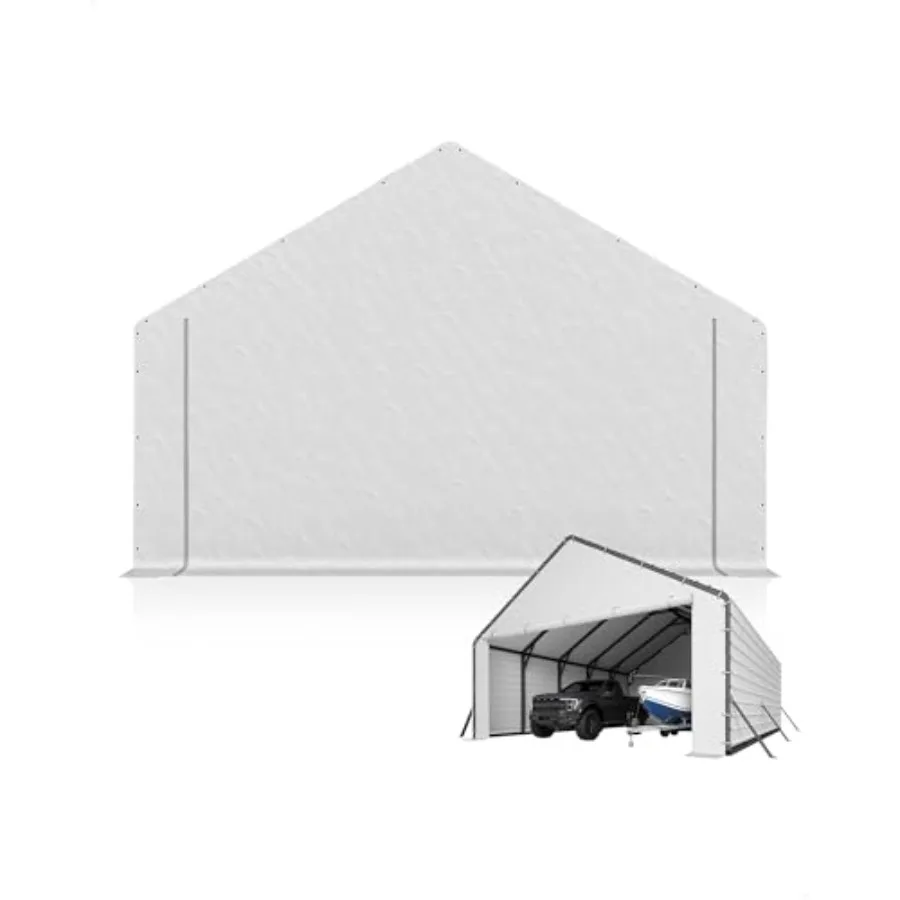 Heavy Duty Zippered Door Panel for Metal Carport Waterproof UV-Resistant PE Tarp Ball Bungees Included Side Panel for Outdoor G