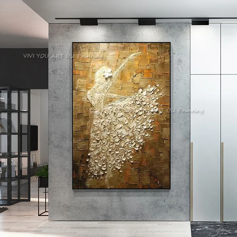 

Handmade Paintings Ballet Dancer Pictures Hand Painted Abstract Knife Oil Painting On Canvas Wall Art For Living Room Home Decor