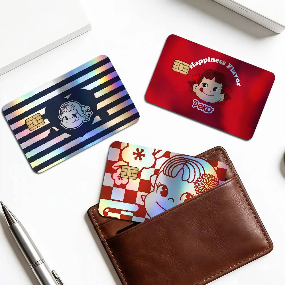 CUTE M-Milky P-Peko-chan Game Fashion Laser Effect Bank Card Stickers Decoración estética removible para tarjetas