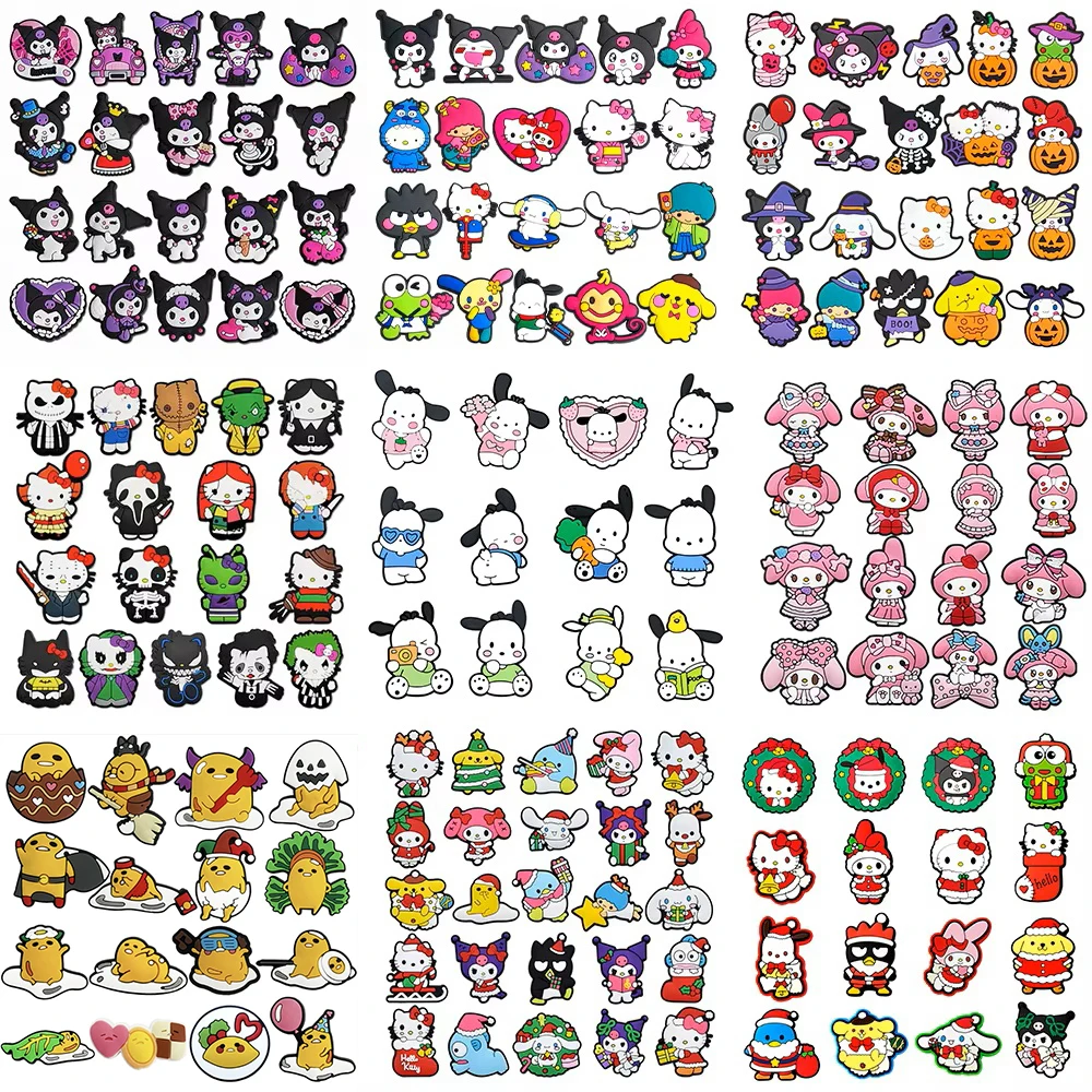 6-25pcs Sanrio Hello Kitty Kuromi Shoes Charms Cartoon Clogs Sandals Shoe Accessories Decoration Buckle for Friends Gifts