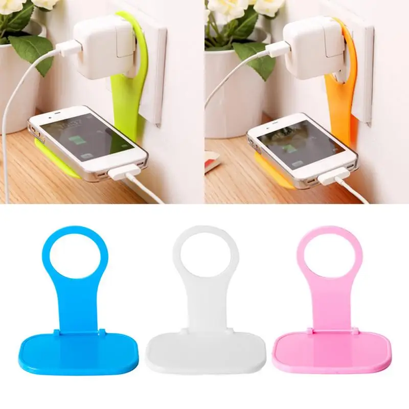 Phone Charging Rack Wall Hanger Mount Adapter Folding Cell Phone Storage Holders Charging Rack Holder Wall Plug Charger Mount