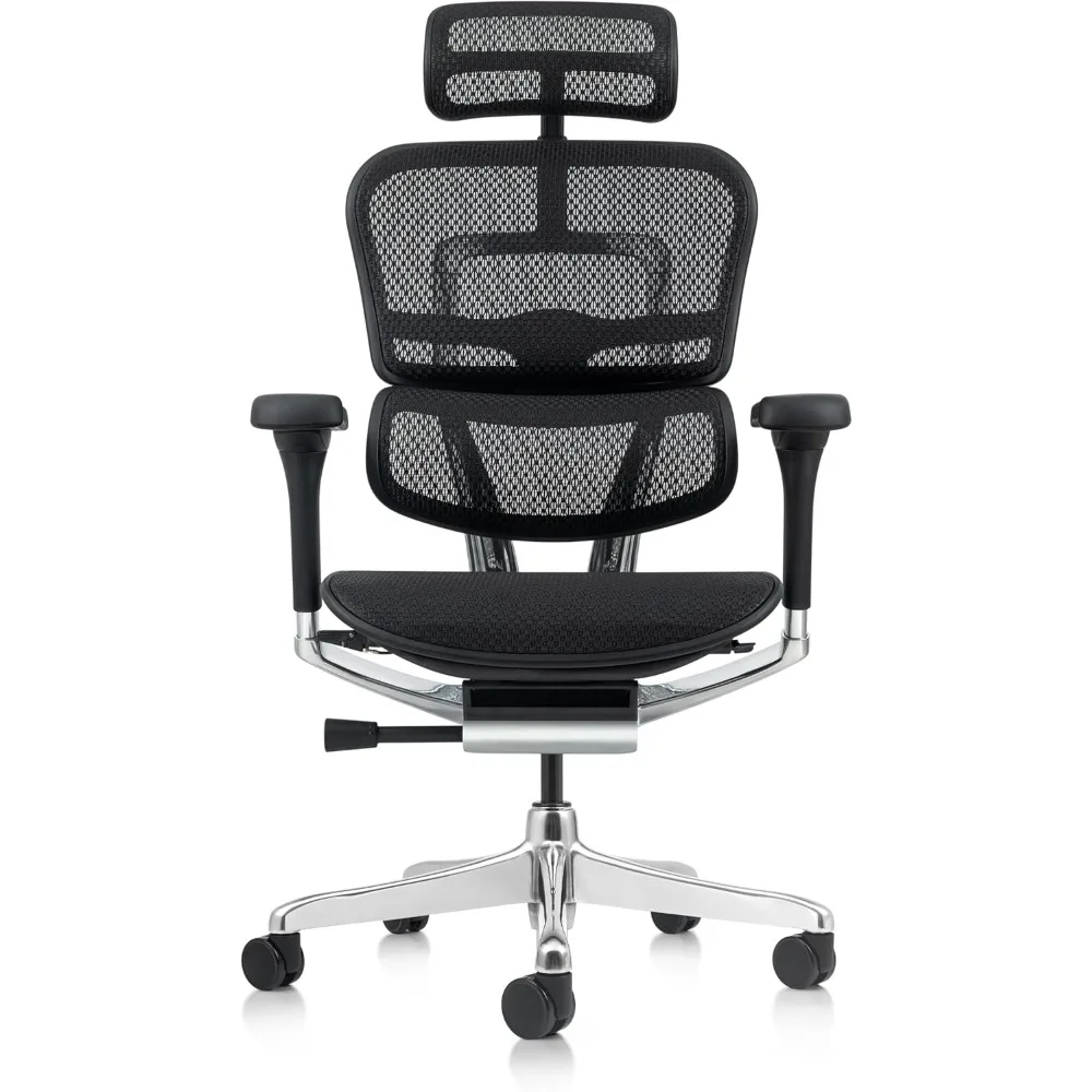 Eurotech GEN2 – High Back Black Mesh Office Chair with Adjustable and Flexible Lumbar Support – Headrest, Seat Slider, Armrests