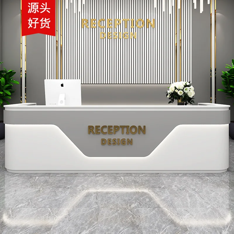 Company front desk reception desk, hotel office building front desk, hotel bar counter, cashier counter, marble-patterned baked