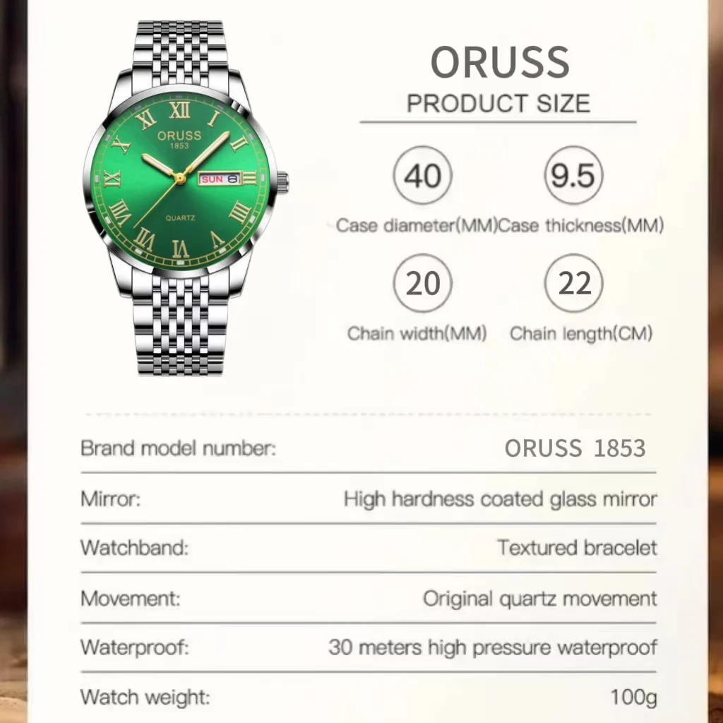 ORUSS оригинальные элитные роскошные мужские часы светящиеся часы для мужчин часы модные наручные часы из нержавеющей стали водонепроницаемые кварцевые