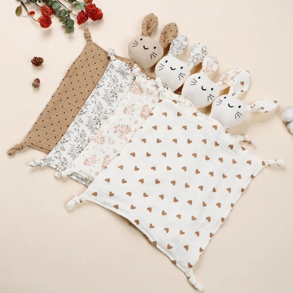 Cotton Muslin Muslin Comforter Blanket Soft Material Newborn Size Cute Cat Sleep Multi-Function Printed Design