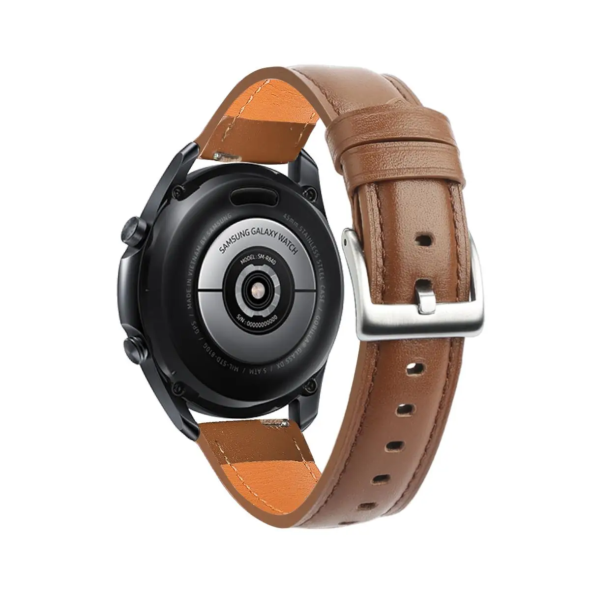 Compatible replacement strap for Galaxy Watch 3, 45mm smart watch strap brown/black