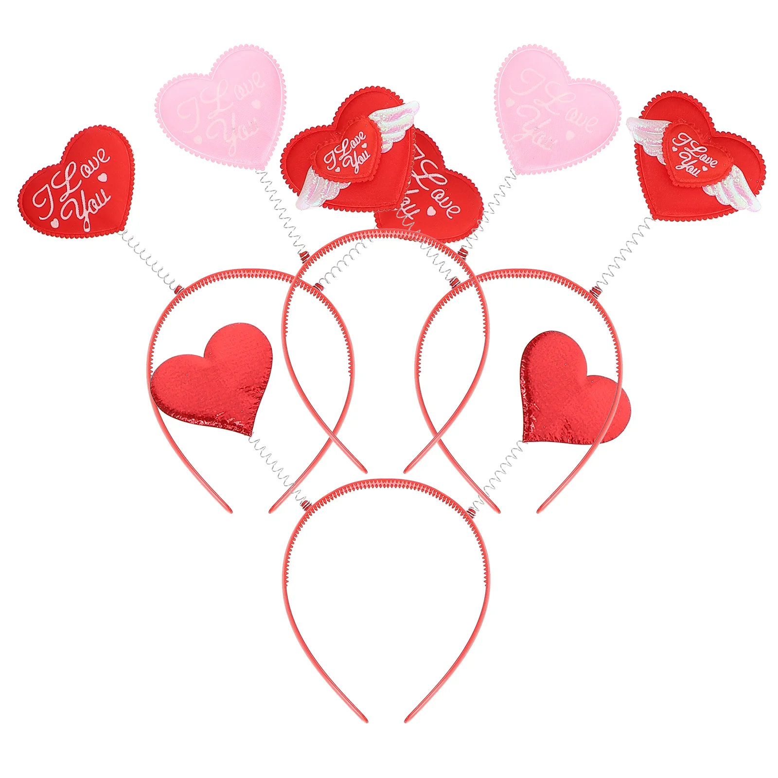 

4Pcs Festive Loving Heart Headbands Valentine's Day Party Decorative Headwear Valentine's Day Hairbands Female Party Headbands