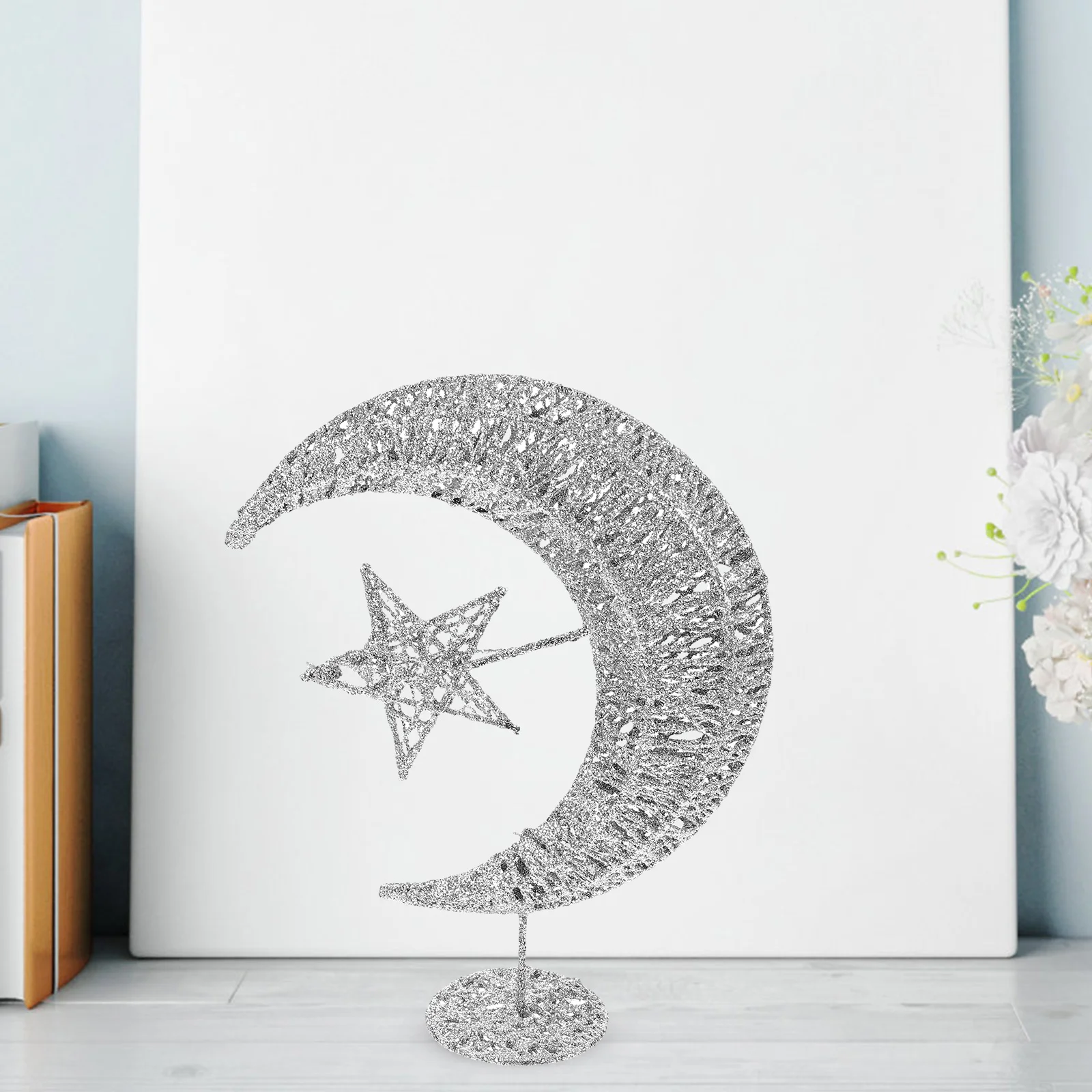 

Christmas Tree Star Wrought Iron Glittering Star Moon Golden 20Cm Christmas Ornament Tree Topper Holiday Decoration