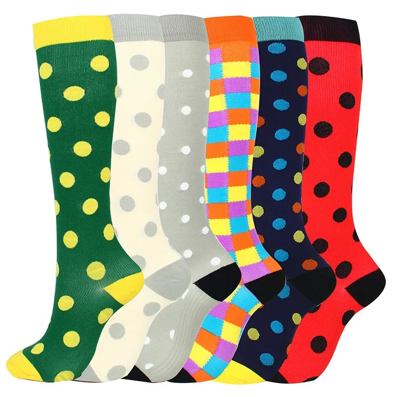 Chaussettes de sport de compression multicolores, motif amusant, ballon d'Halloween, pression des jambes, course à pied, équitation