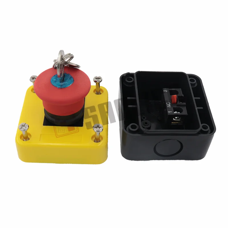 Waterproof Key Lock Switch Emergency Stop Mushroom Push Button Switch Control Box Station SAL LA68 XAL-J184 Latching Key Release