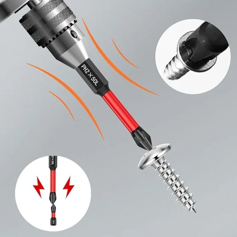 PZ1-PZ3 Magnetic Impact Screwdriver Drill Bit S2 Steel Hex Shank Screw Driver Bit Set Anti Slip Phillips Bit for Electric Tools view 5
