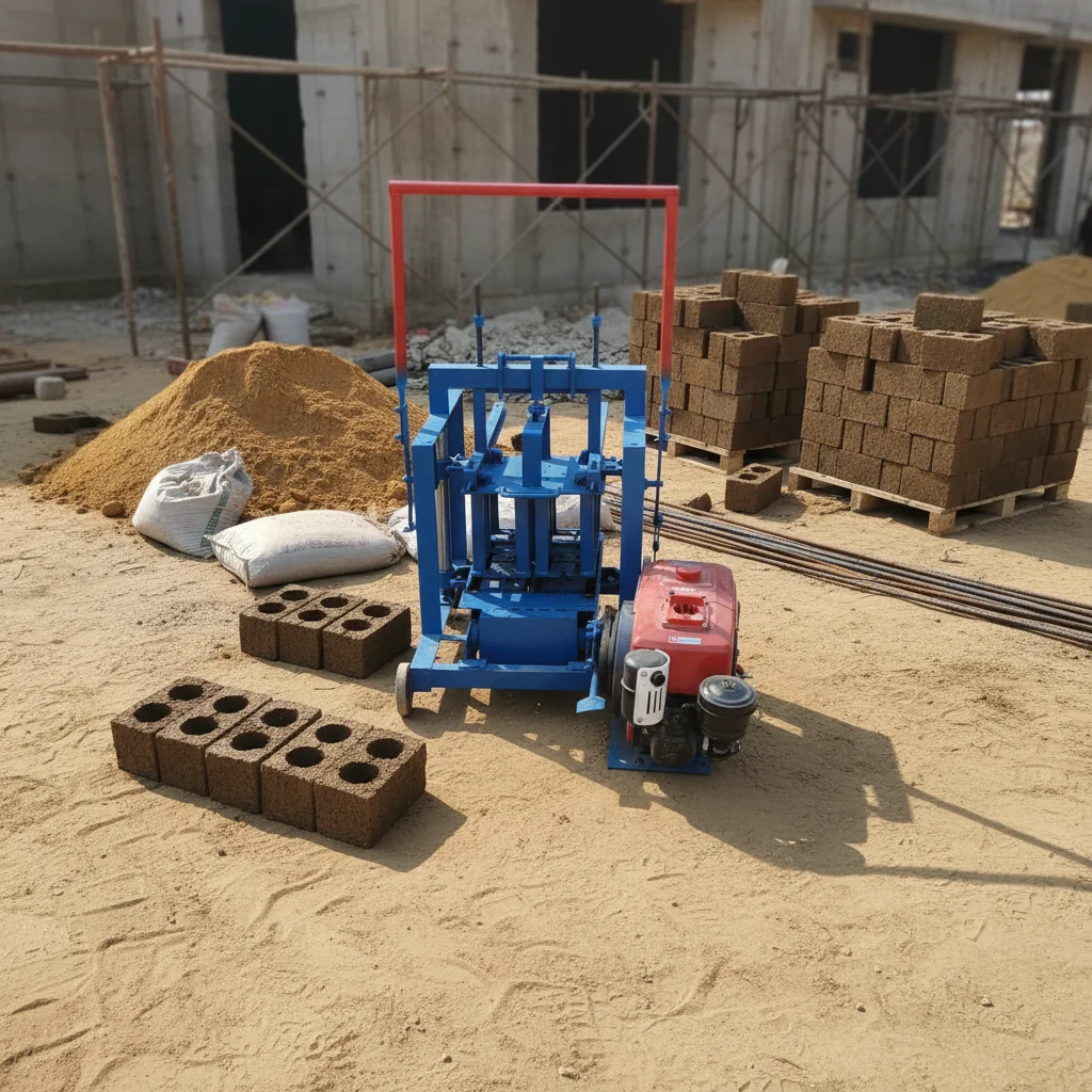 Brick Machine Mobile Concrete Block Maker Manual Hollow Solid Paver Interlock Brick Production For Construction Site Customized