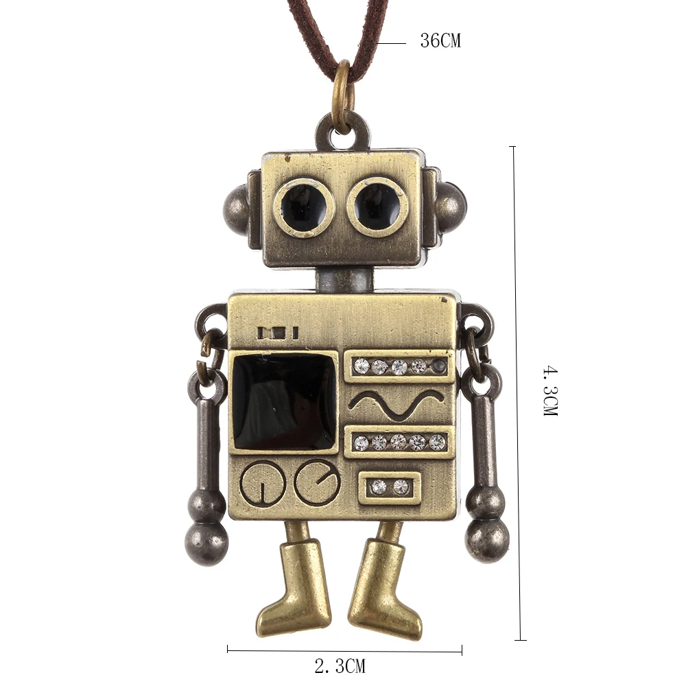 Vintage Long Gold Color Robot for Women Pendant Jewelry Suspension Chains Necklace & Pendants Korean Fashion 2023 New in Chokers