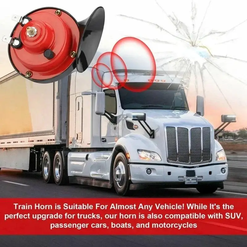New 2Pcs 300DB Super Loud Train Horn For 12V Power Supplies Car-boat Motorcycles Automotive Loudspeaker Car Speaker Sound Signal view 5
