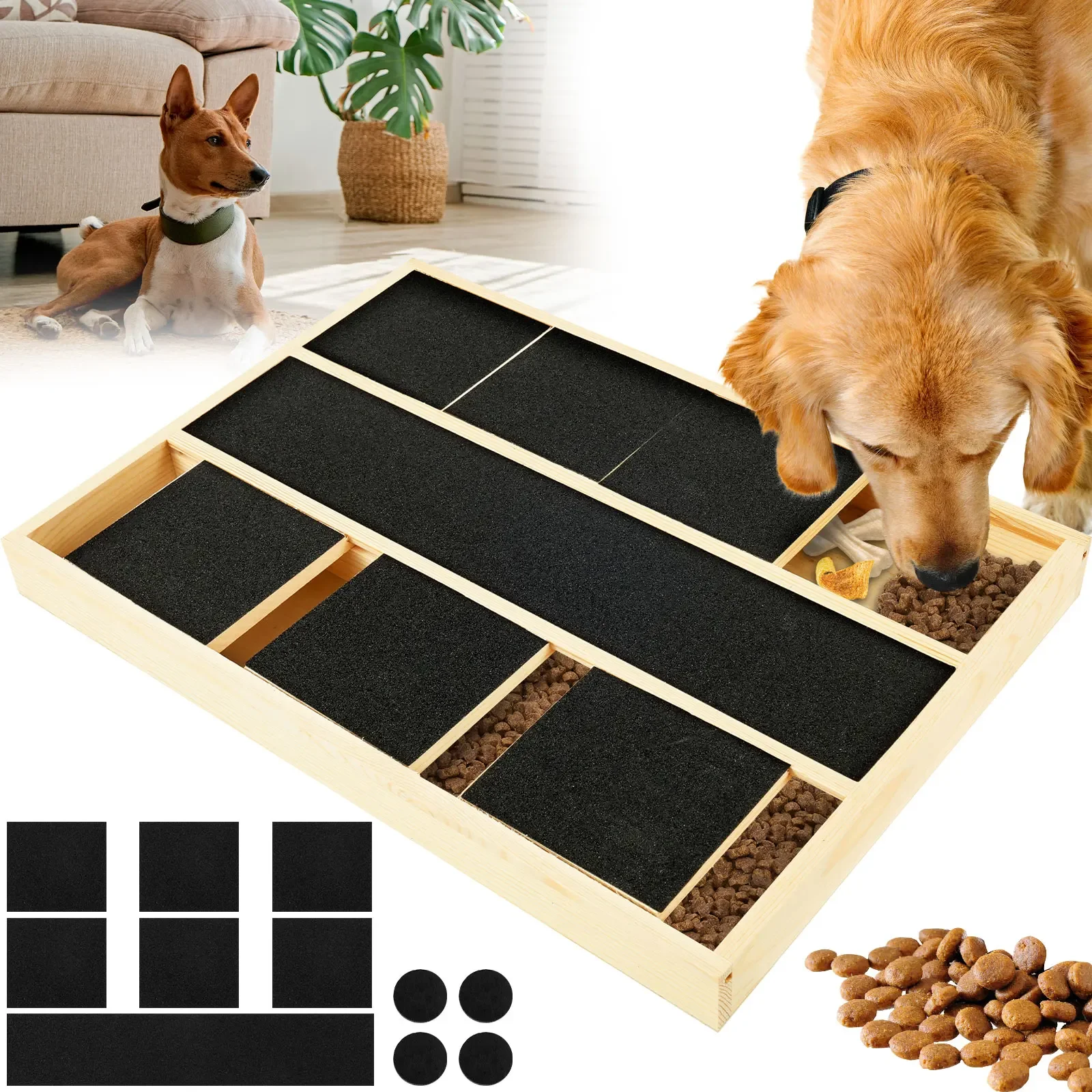 Nagelkratzpad für Hunde, stabiles, rutschfestes Nagelfeilenbrett für Hunde mit Ersatz für schwarzes Schleifpapier, Hundespielzeug, eingebaute Snackbox, Heimtierbedarf
