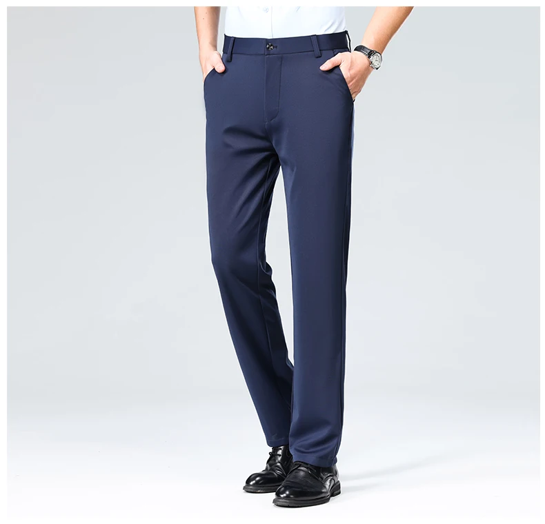29-42 männer Sommer Dünne Mode Business Casual Anzug Hosen Lange Hosen männer Elastische Gerade Hülse Formale hosen Plus Größe – Detail 9