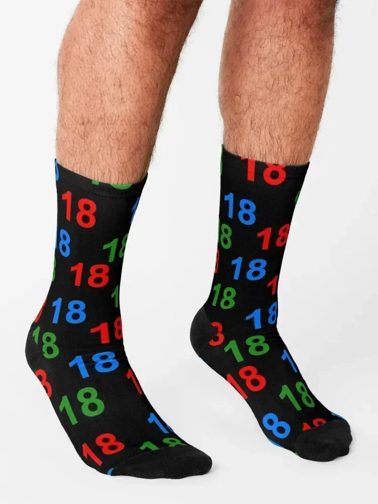 colorful number design 18, gift 18, birthday 18 Socks fashionable set Crossfit Stockings compression Girl'S Socks Men's
