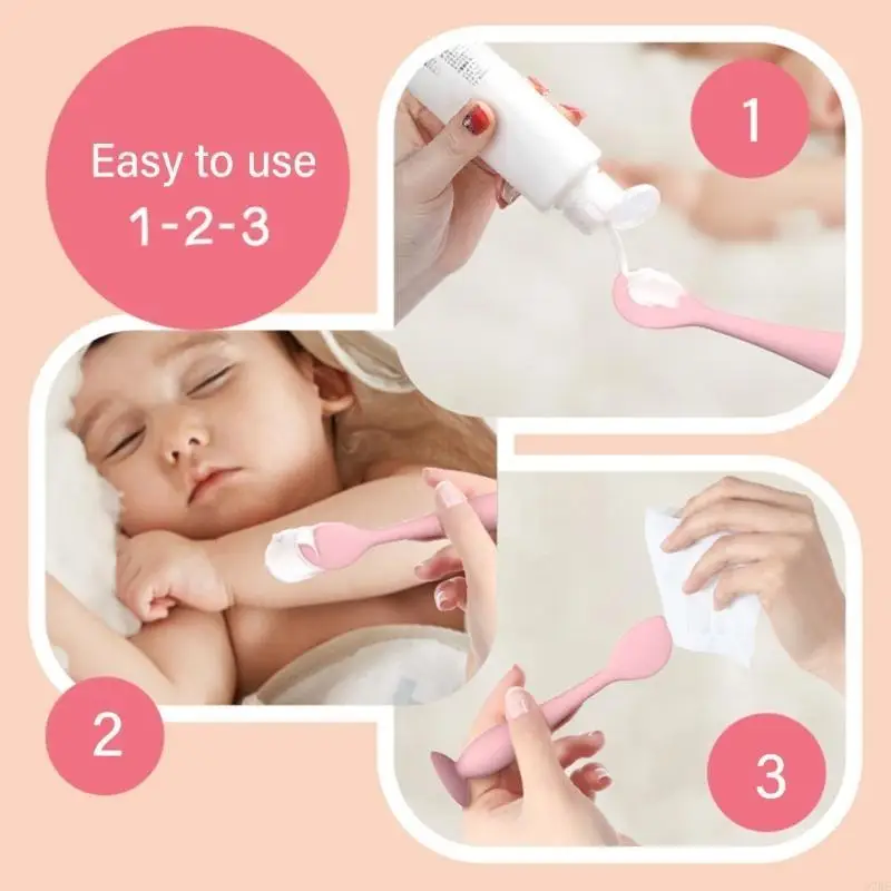 

97BE Baby Cream Brush with Suction Cup,Silicone Diaper Cream Spatula for Butt Cream Pasting Portable Ointment Applicator