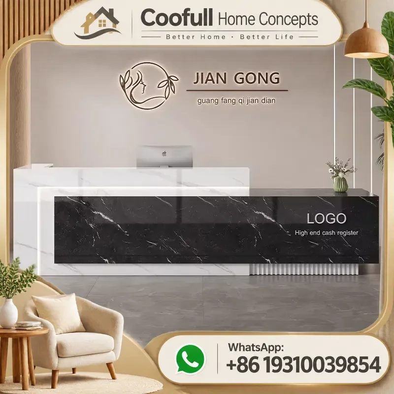 Modern Reception Desk Luxury Office Furniture Simple Elegant Front Counter Table For Business Hotel Lobby Showroom