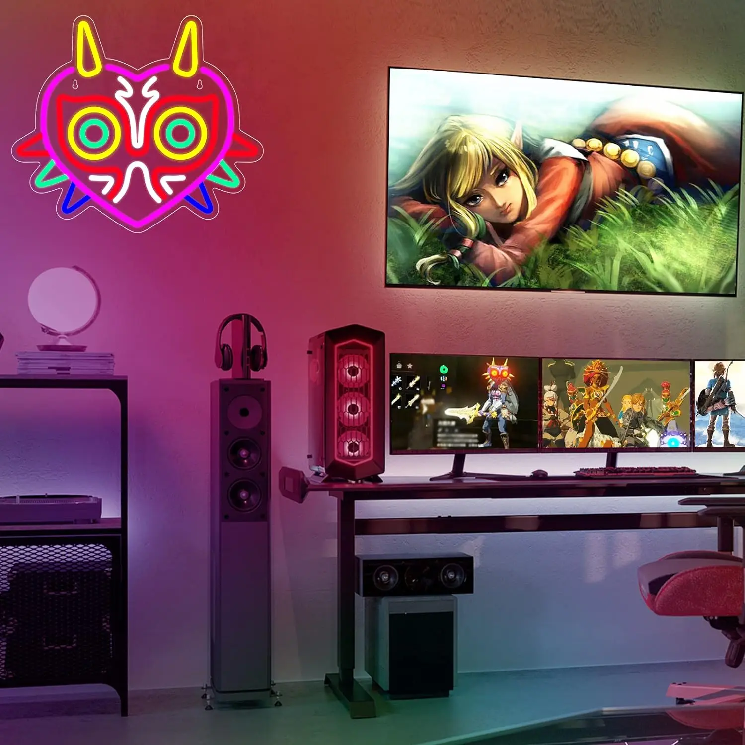 Game Room Neon Sign Zelda Game Animal Neon Light Sign Dimmable for Boy Room Game Wall Decor USB Game Player Gift Teenagers Fan