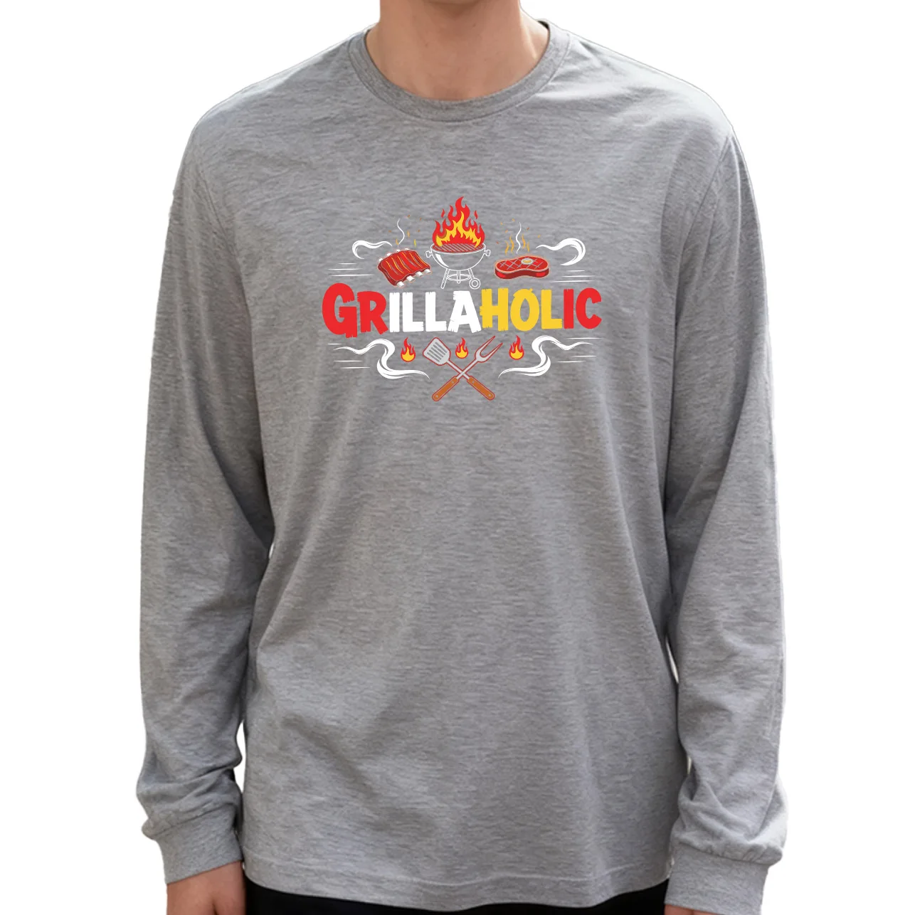 ガイラホリック メンズ 長袖Tシャツ 綿100% 180g クルーネック カジュアル デイリースタイル 柔らかく通気性抜群