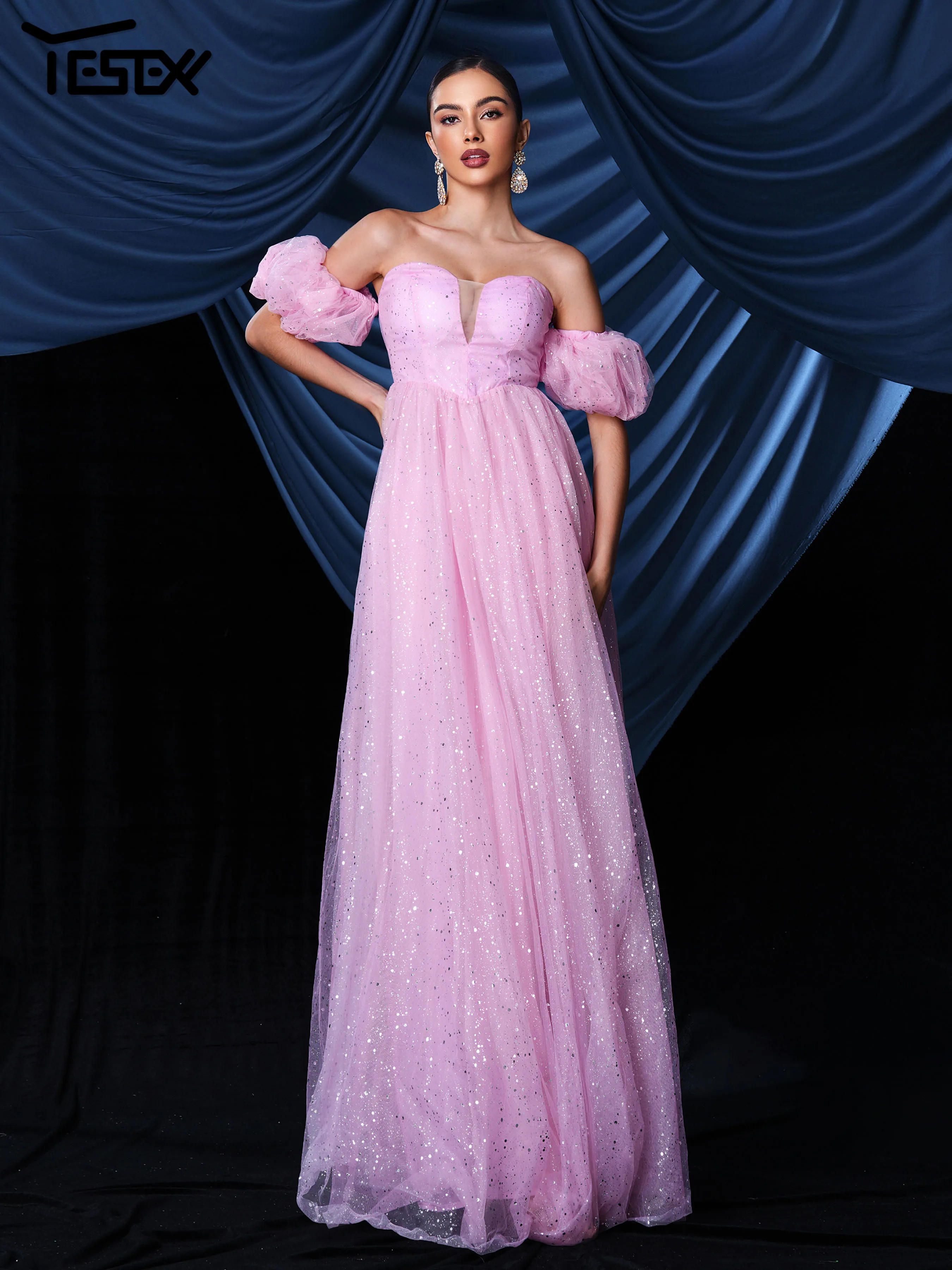 

Yesexy Pink Off Shoulder A Line Wedding Bridesmaid Birthday Party Maxi Formal Occasion Dresses