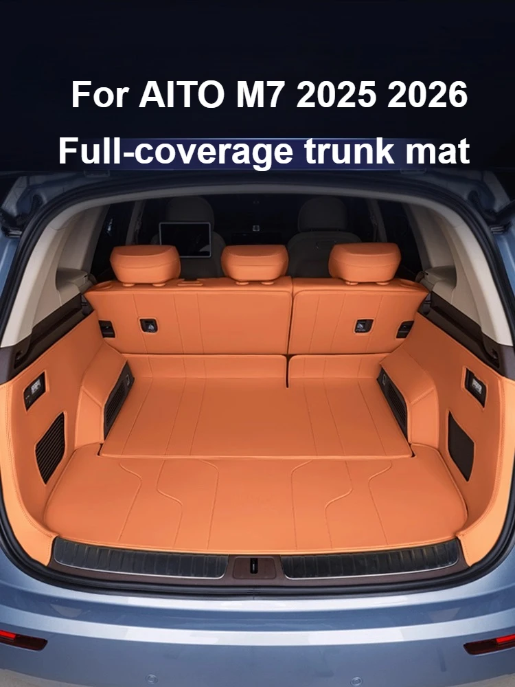 

For AITO M7 2025 2026 Full-Cover Trunk Mat TPE Raised Waterproof Non-Slip Modification Accessory