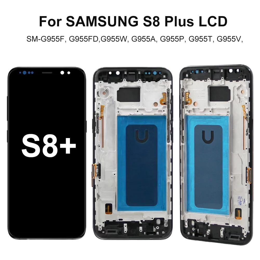 S8 Plus S8+ G955F TFT Screen Replacement for Samsung Galaxy S8 G950F Lcd Display Touch Screen Digitizer with Frame Assembly