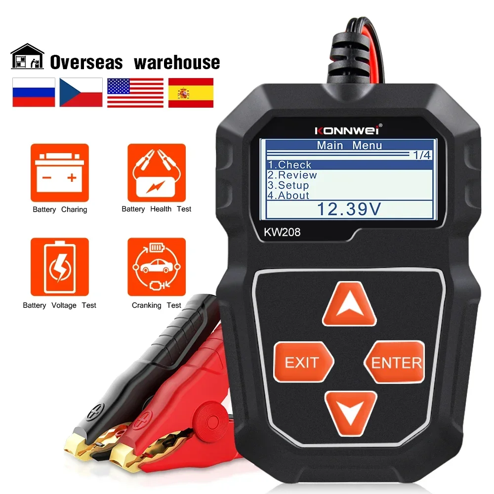 KONNWEI KW208 Car Battery Tester 12V 100 to 2000CCA  Cranking Charging Circut Tester Battery Analyzer 12 Volts Battery Tools