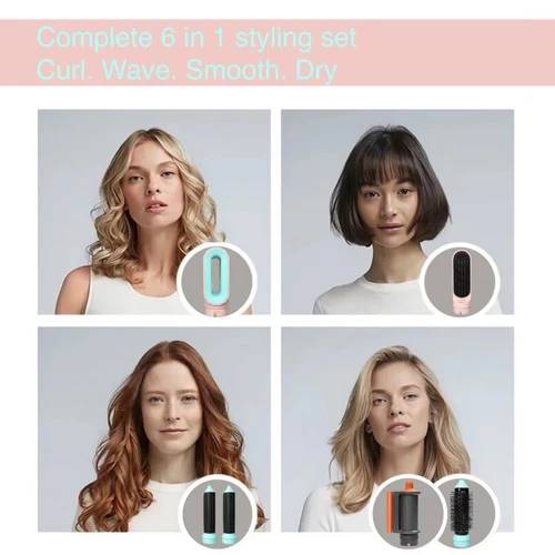 Imagen 2 del producto Estilizador de cabello 6 en 1, nuevo secador de pelo liso para cabello, estilizador de cabello 6 en 1 con barril rizado, cepillo de aire caliente, herramienta de estilismo MultiStyler