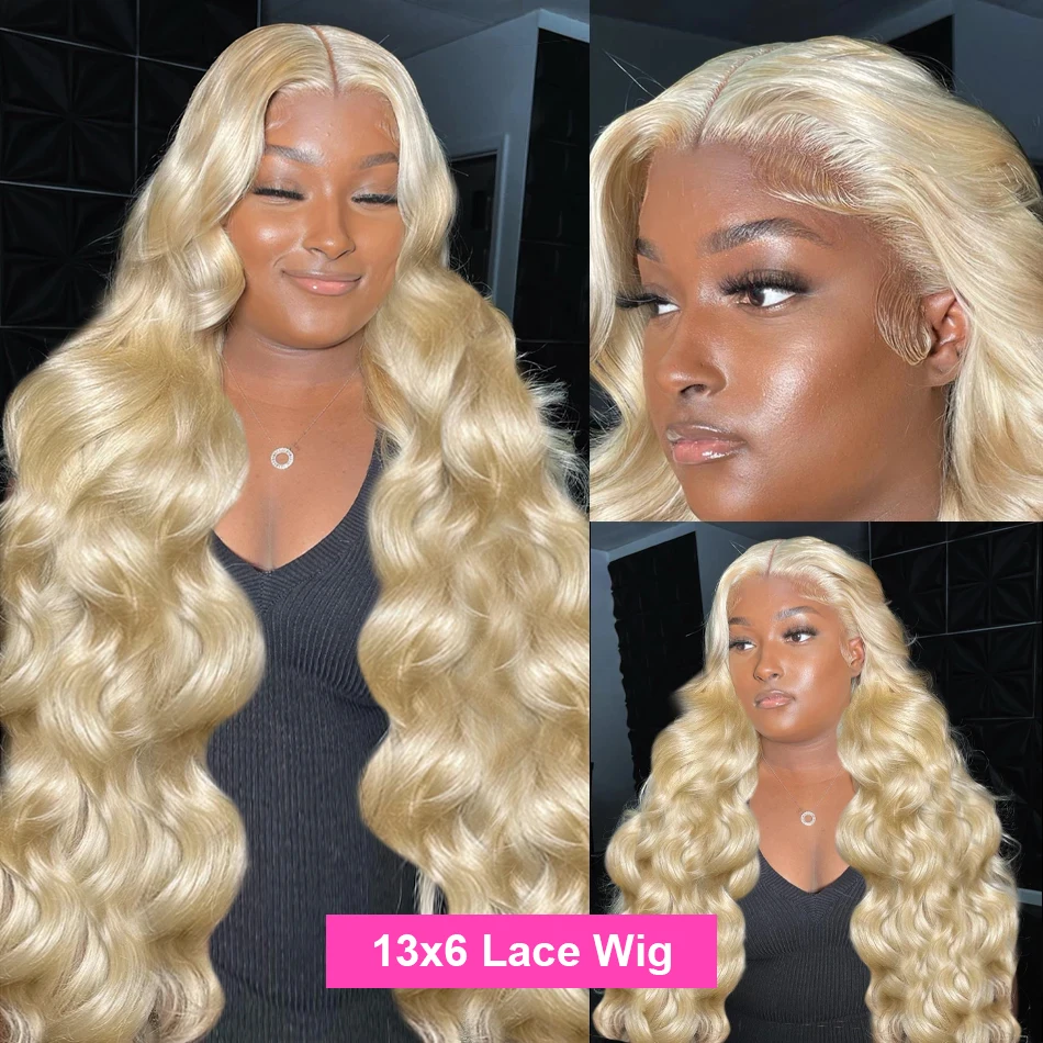 Perruque Lace Front Wig Body Wave Brésilienne Naturelle Blonde, 13x6, 13x4, 30 Pouces, 613 HD, pour Femme