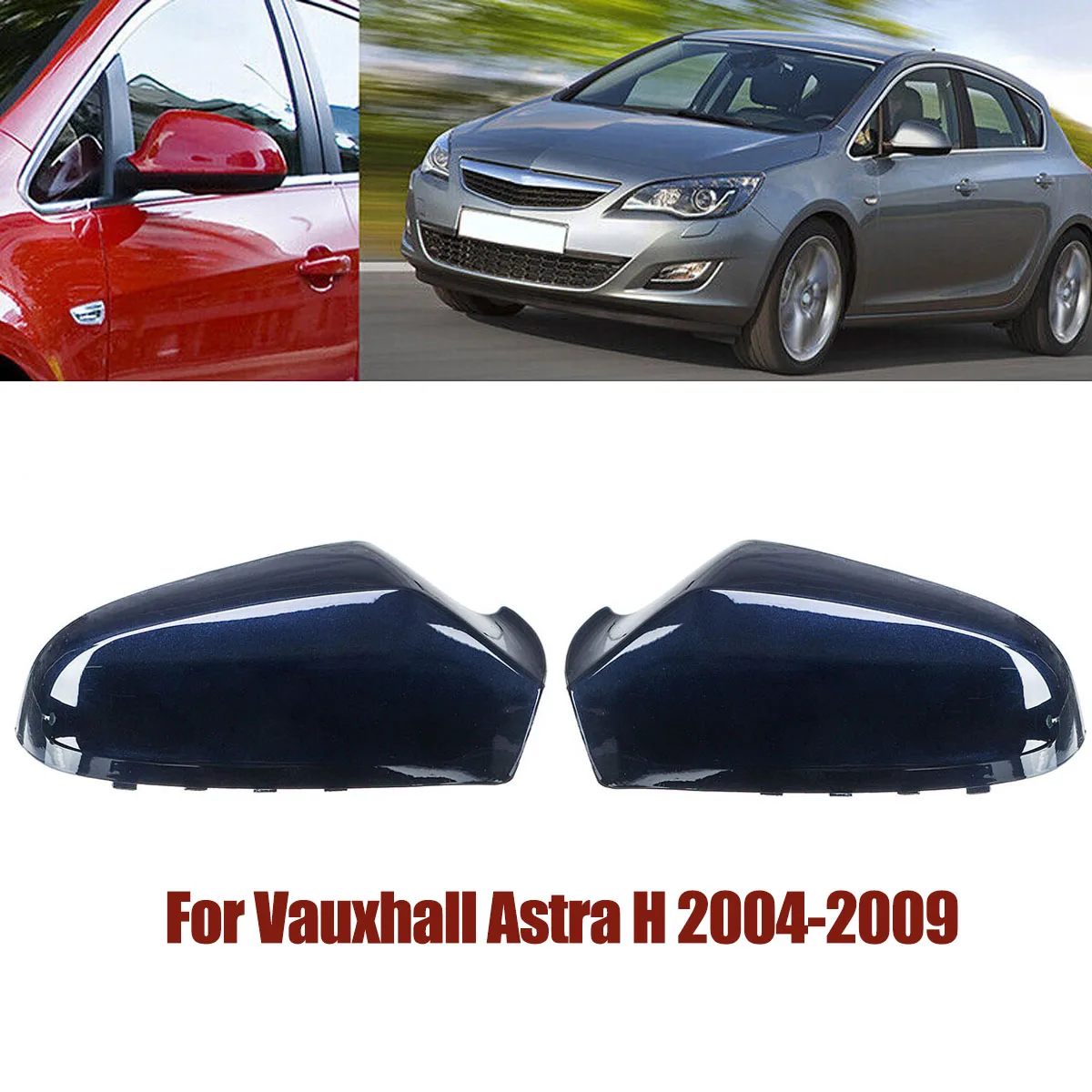 Pair Blue Rearview Mirror Cap, Wing Side Door Mirror Cover Housing For Vauxhall Opel Astra H 2004-2009 92999999,95999999