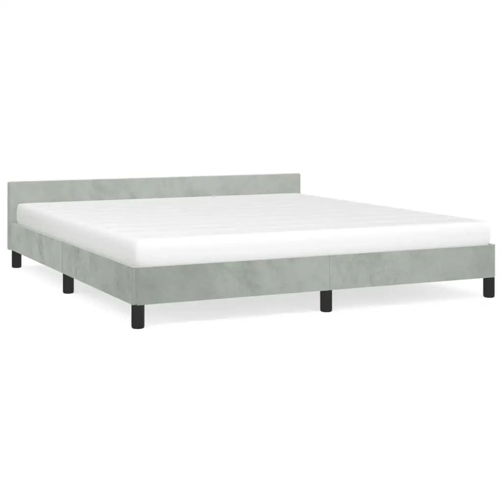 Bed Frame without Mattress Light Gray California King Velvet