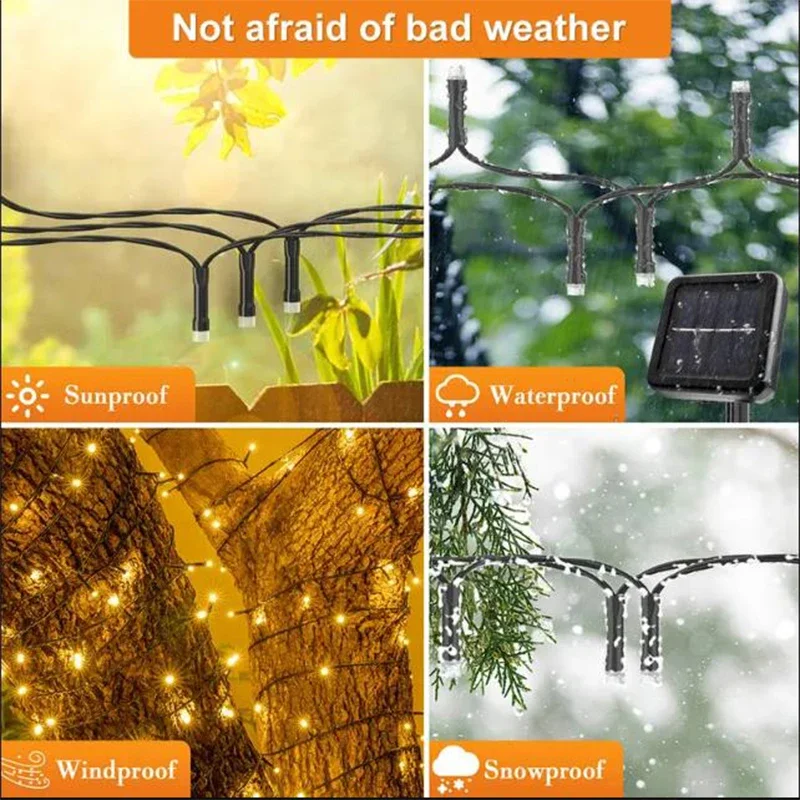 Solar Light String LED Outdoor Lawn Holiday Christmas Decorative Light Garden Courtyard Starry Sky Waterproof Colored Light