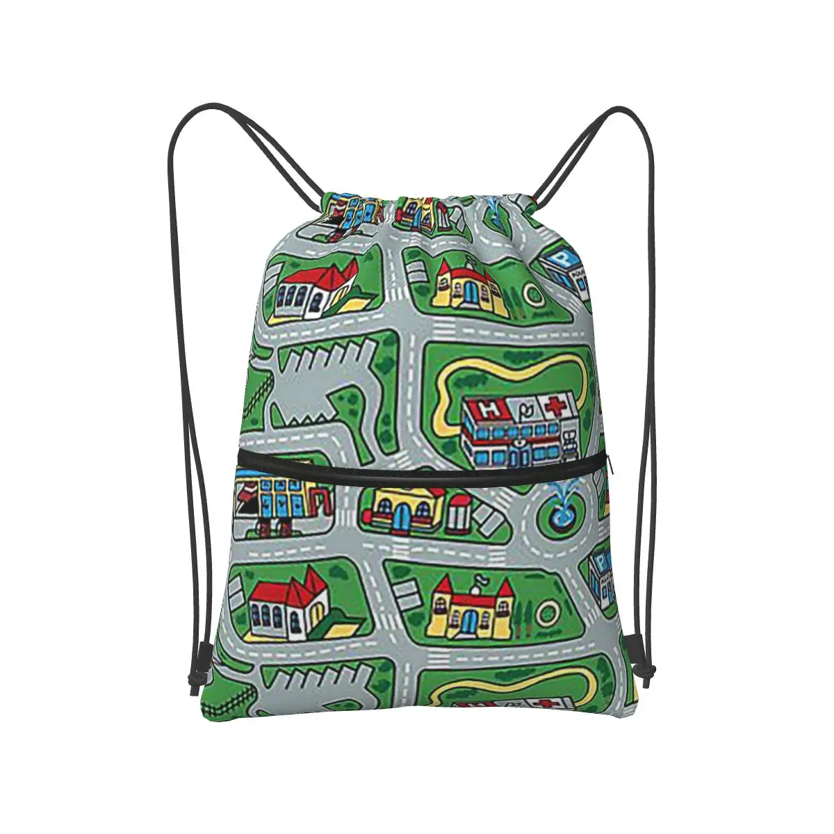 

Car City Carpet Road Rug 90s Nostalgic Toy Backpacks Portable Drawstring Bags Sports Bag Book Bags for Man Woman Students