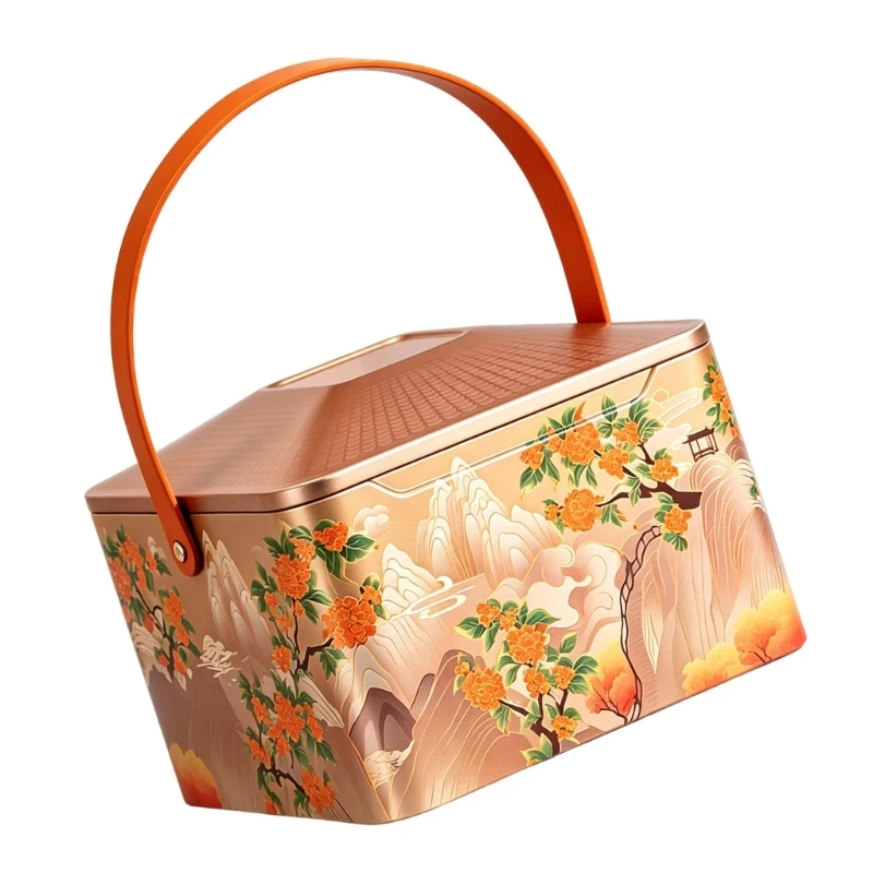  Gift Presentation Tin for Pastries, Metal Box with Handle and 8-Piece Interior for Bakery Display, Visits, and Carry Use