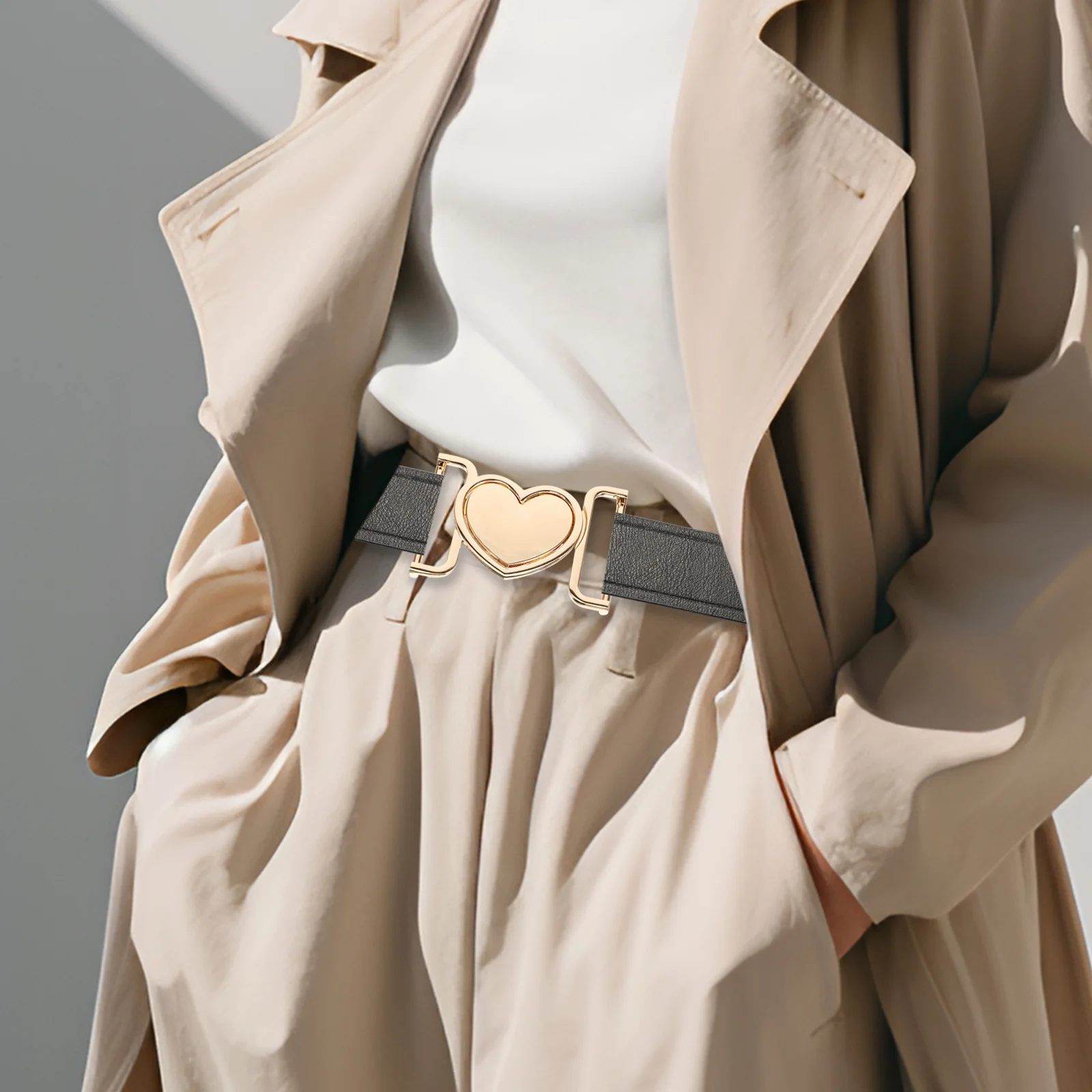 Gesper Sabuk Pinggang Bergaya Bentuk Hati untuk Mantel Angin, Ponco, Jubah, Jas, Kardigan, Pengikat Penutup