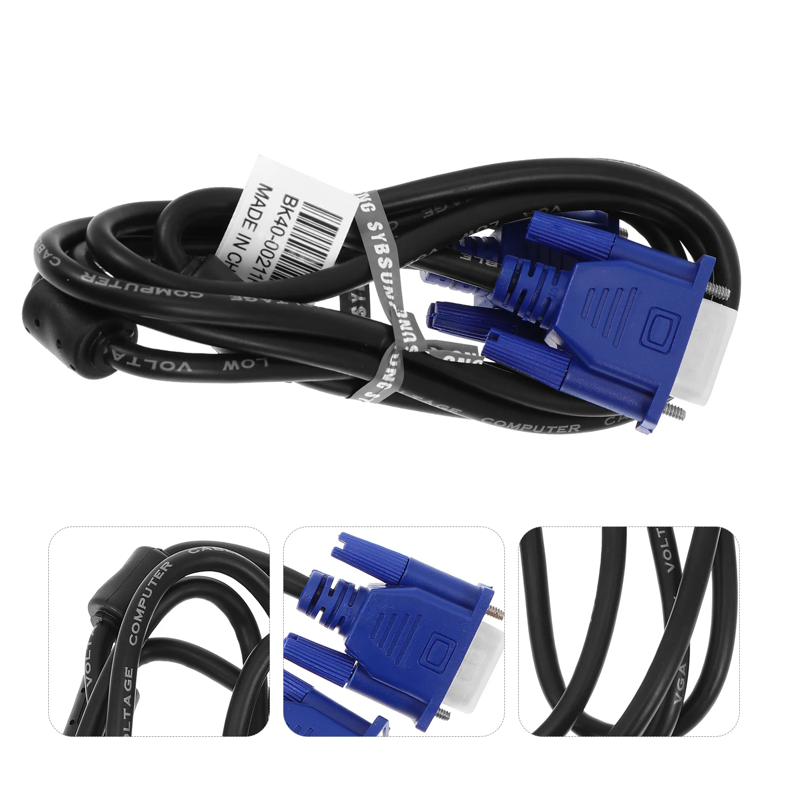 Cabo de extensão preto para dados vga, 2 peças, 1.5m, interface azul, núcleo de cobre de alta qualidade, resolução 800x600 para pc, laptop, monitor