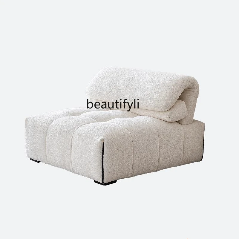 Cream Style Simple Fabric White Straight Folding High Backrest Tofu Block Module Combination Sofa