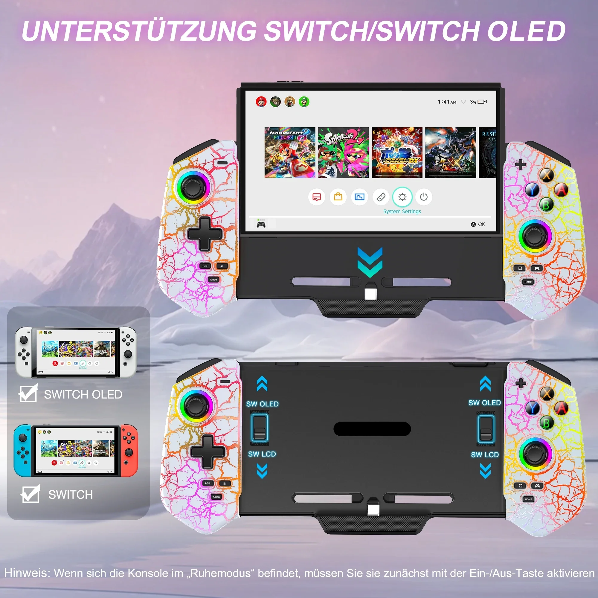 JC302 وحدة تحكم التبديل اللاسلكية التبديل برو تحكم يده مع أعواد تأثير القاعة مقبض كبير تحكم للتبديل/OLED #6