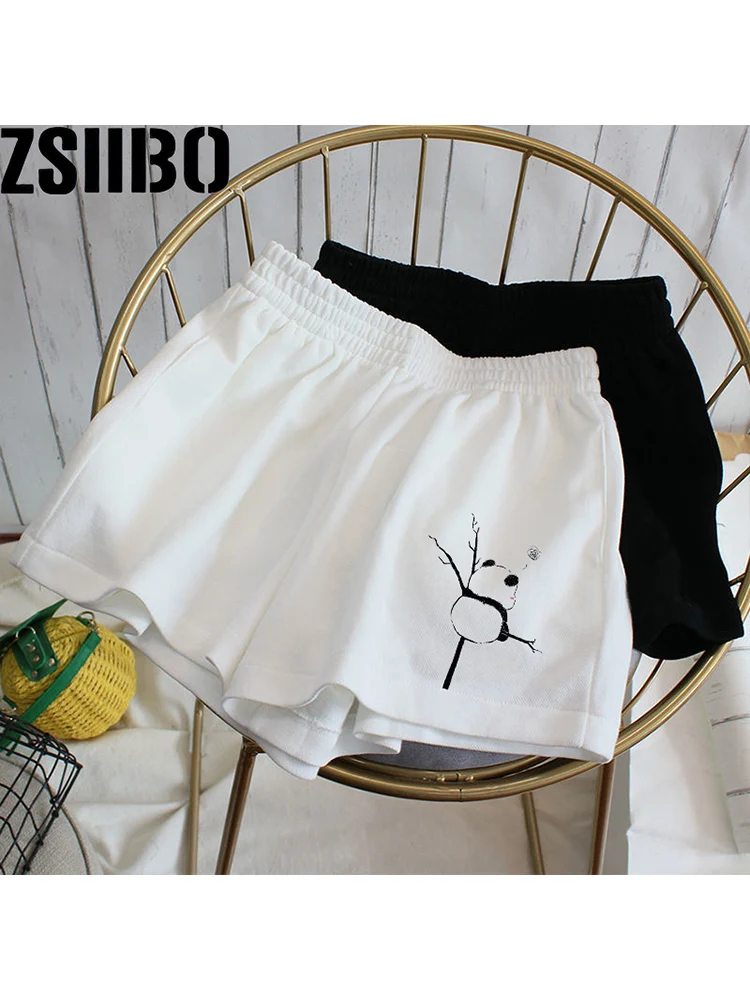Panda Cute PrintHip Hop Shorts Summer Loose fitness yoga drawstring waist casual shorts ycling Running Fitness High Waist Push
