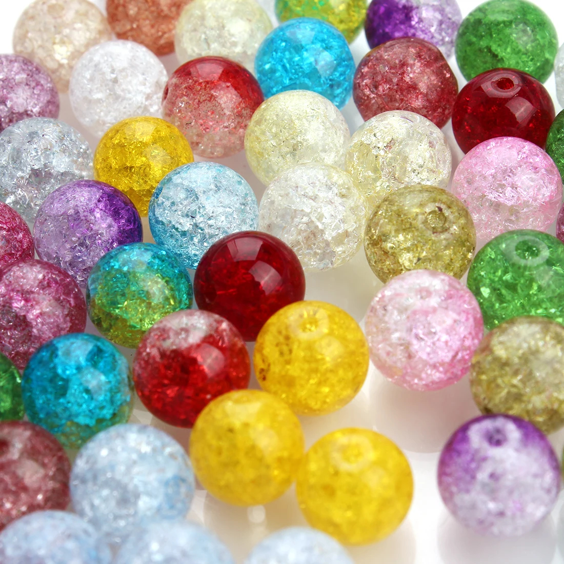 40-80 stücke 6/8/10mm Crackle Kristall Perlen Bunte Glas Runde Lose Spacer Perlen Für Schmuck Machen DIY Halskette Armband Liefert