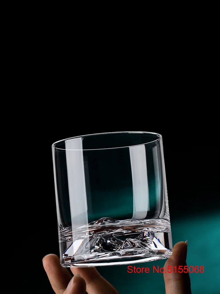 Japanese Style 3D Iceberg Whisky Glass Ice Mountain Old Fashioned Wine Glasses Liquor Cup Mountain Whiskey Tumbler Free Coaster