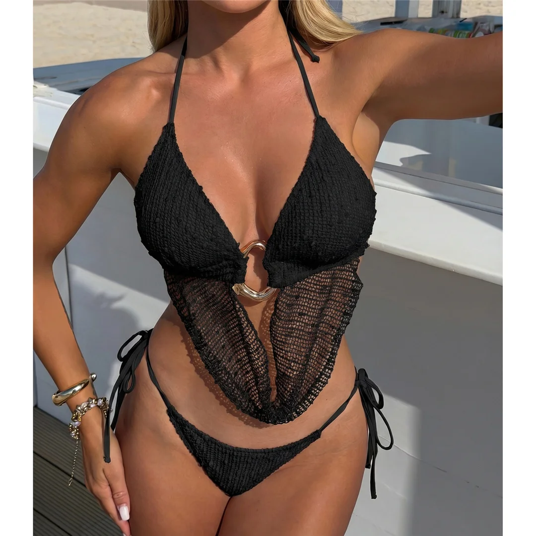 Neuer Tankini-Bikini mit Ausschnitten, Neckholder-Bikini, Damen-Badeanzug, zweiteiliges Bikini-Set, Badeanzug mit Trägern, Badebekleidung, Badeanzug V8076 – Detail 8