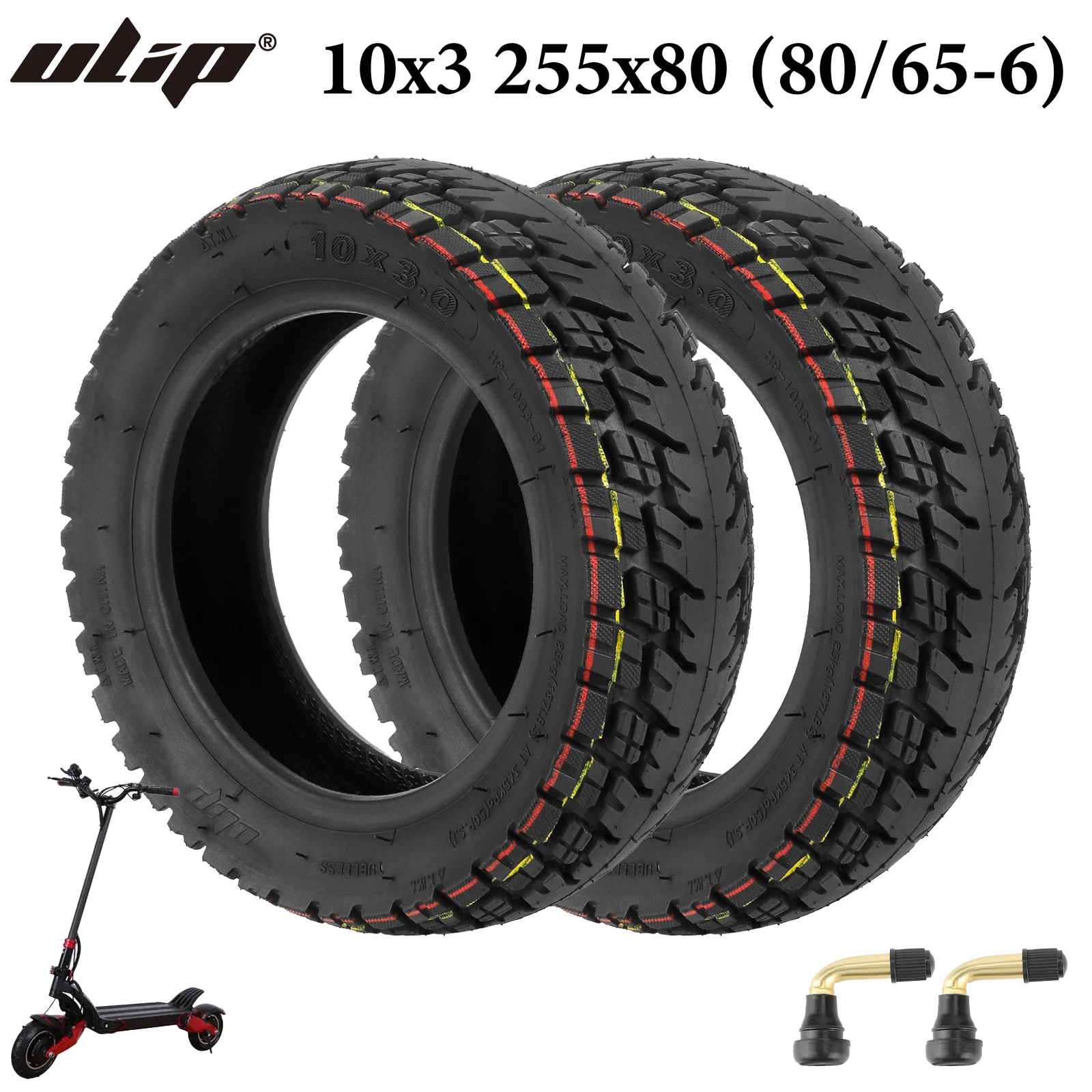 Ulip 2Pcs 10x3Inch Off-Road Tubeless Tire 255x80(80/65-6) Extra Thick Anti-skid Tire For Zero/Kaabo/Kugoo/Dualtron/Joyor Scooter