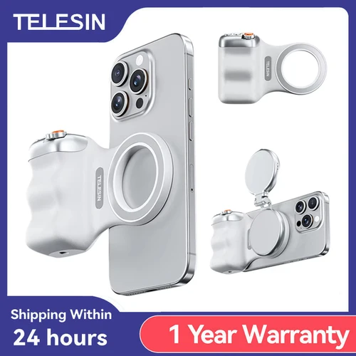 TELESIN-empuñadura magnética para cámara de teléfono, soporte para teléfono, ayuda de disparo, mango de Control remoto para Iphone, HUAWEI, SAMSUNG